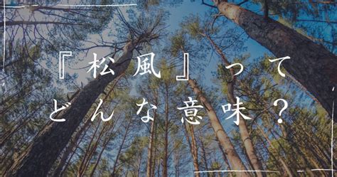 香松風水|「松風」 茶道でよく見る言葉だけど…読み方や意味を解説します！